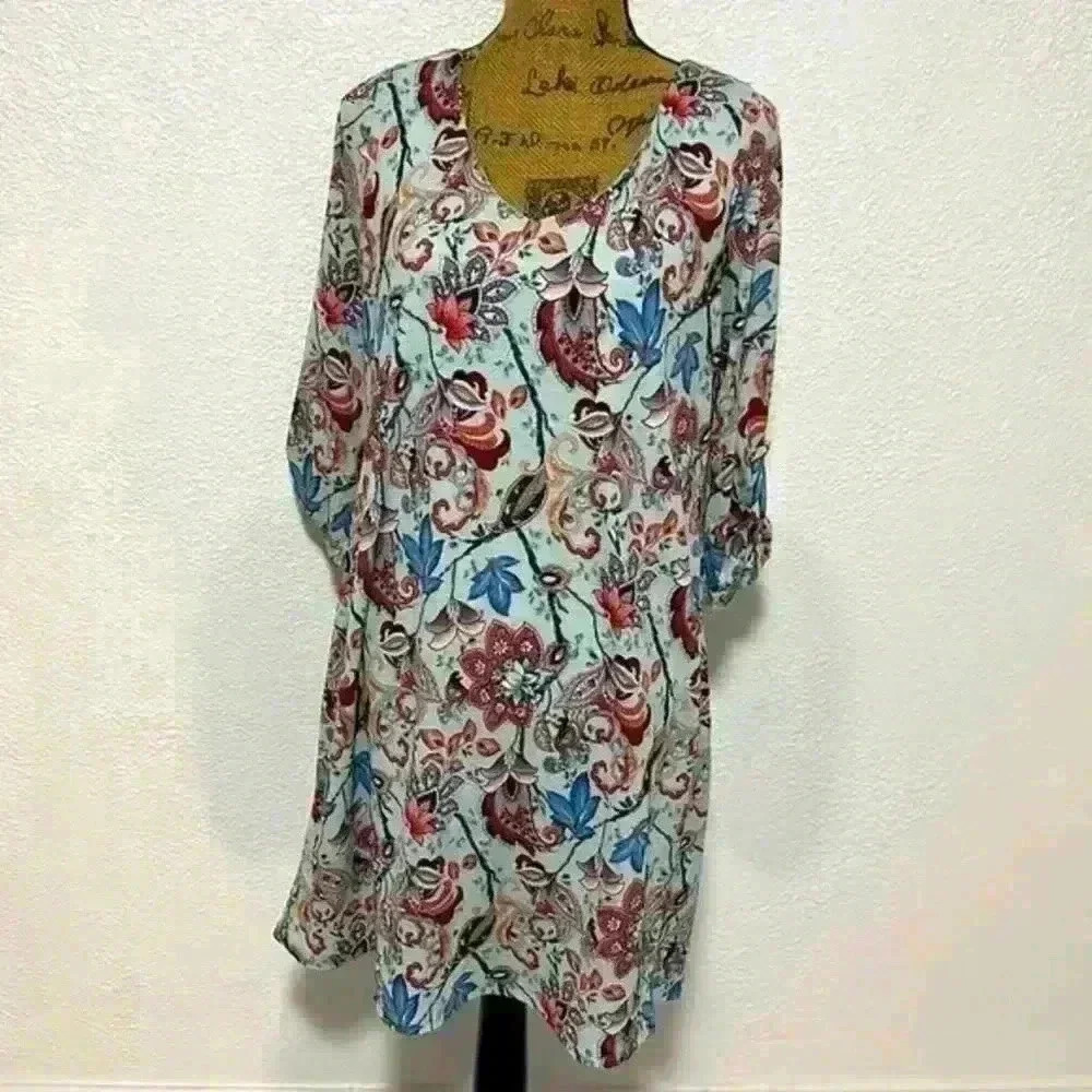 Pink Blush floral dress knee length M